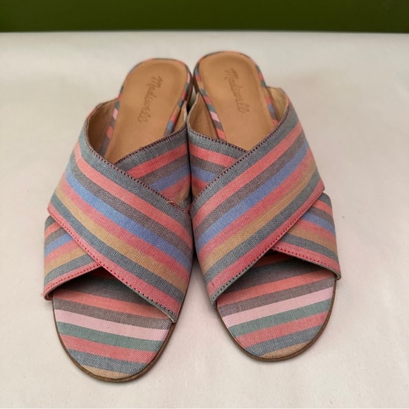 Madewell The Ruthie Crisscross Mule Sandals in Rainbow Stripe size 9.5 - Picture 3 of 7